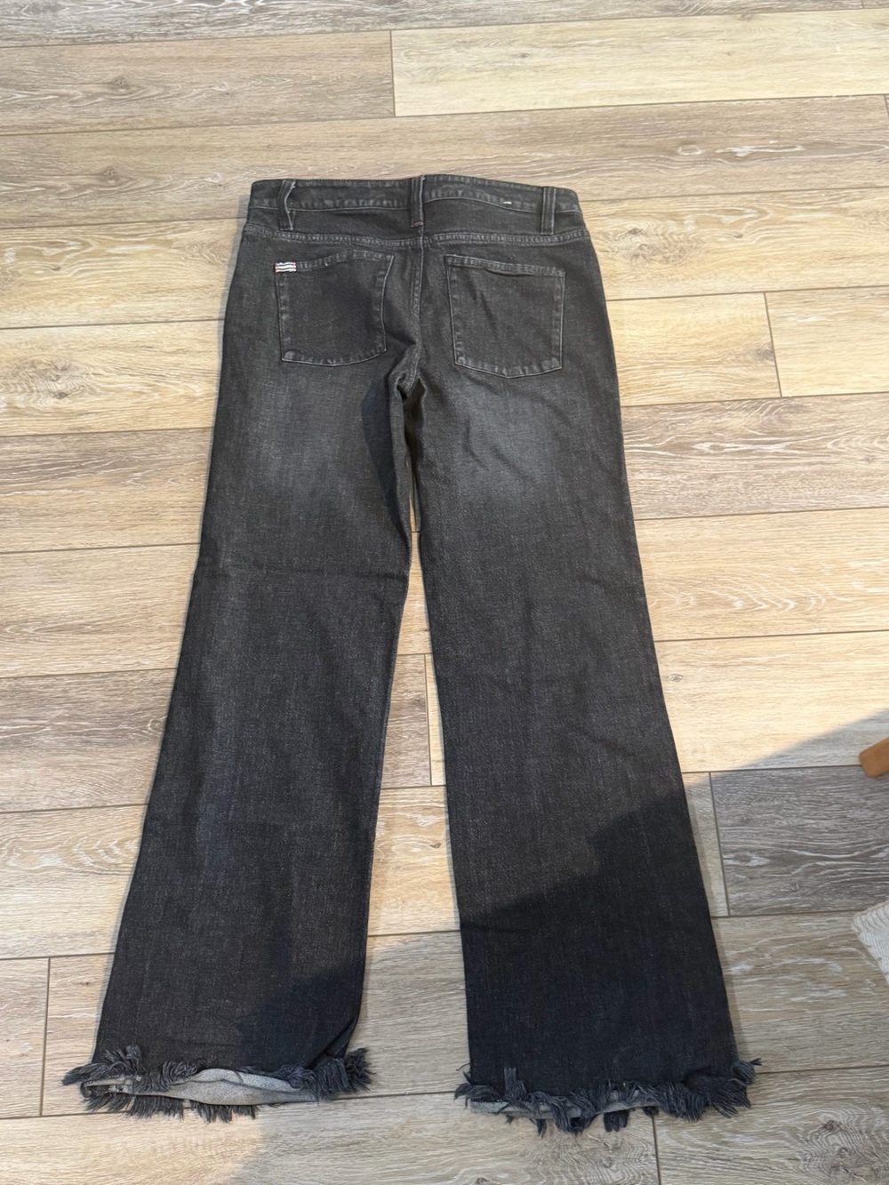 Alice + Olivia Black Wide-Leg Jeans with Silver Floral Embellishments - Picture 6 of 6